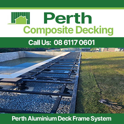 Aluminium deck frame system in Perth showing substructure installation on gravel base